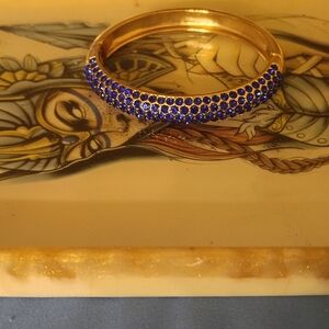Vintage rare sapphire goldtone bangle bracelet from the 1960s
